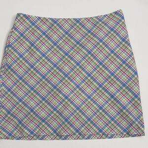 Greg Norman Plaid Cotton A-Line Skort in Blue, Green & Pink Size 4